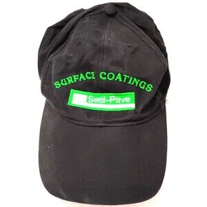 mens Black Embroidered Baseball Cap Surface Coatings Seal-Pave Logo Hat adult